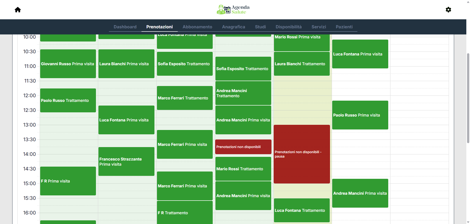 Blocco di non disponibilità in calendario